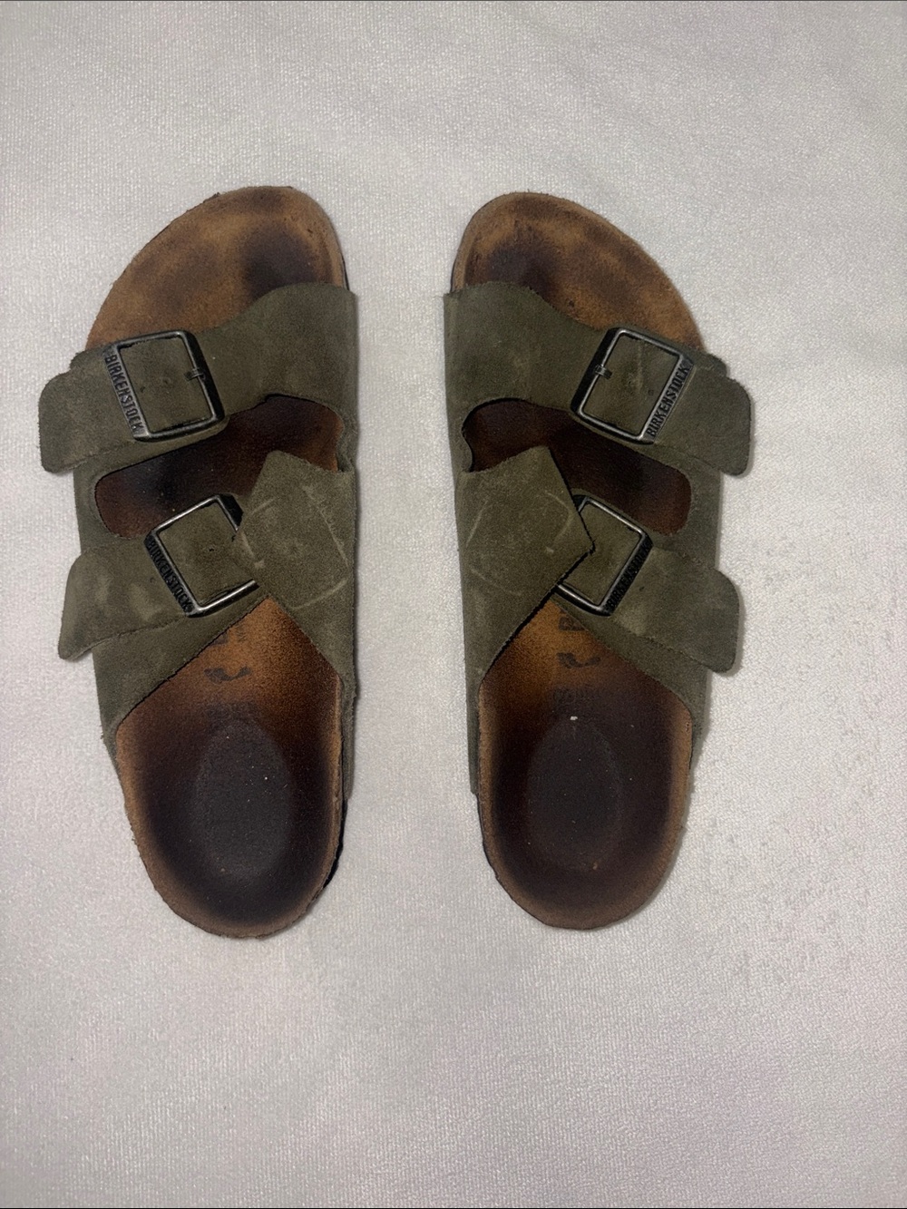 Birkenstock Olive Green Suede Adjustable Double-Buckle Sandals